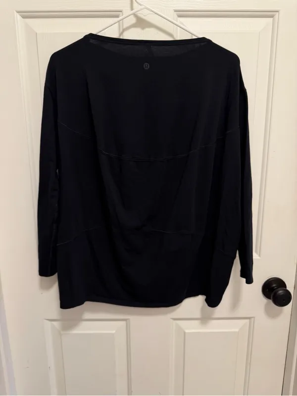 Lululemon Womens Back In Action Shirt Size 8 Pima Cotton Black Athleisure W3CE0S - Image 4