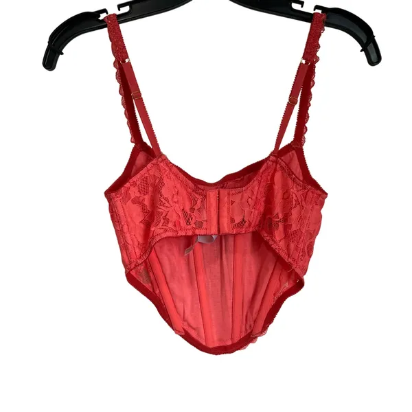 Urban Outfitters Out From Under Lace Corset Coral Bustier‎ Top Size S - Image 3