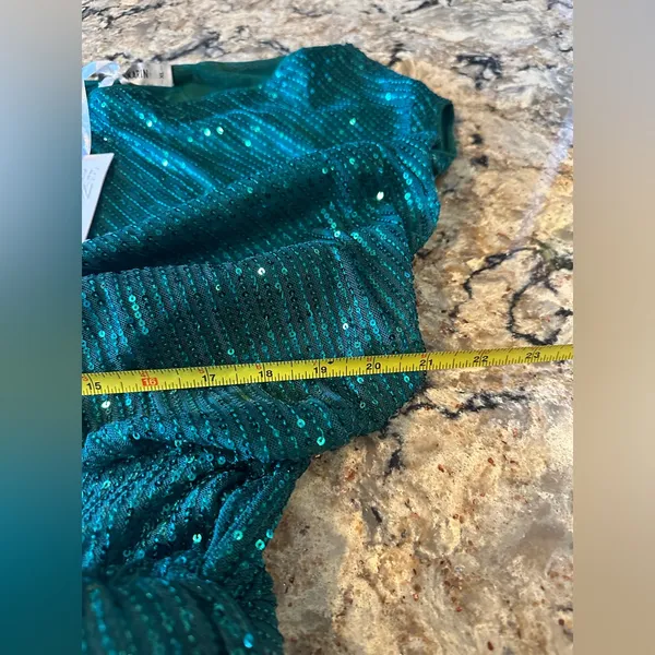 Grace Karin XL Green Sequin Cocktail Dress Asymmetrical Wrap Waist Holiday Party - Image 8