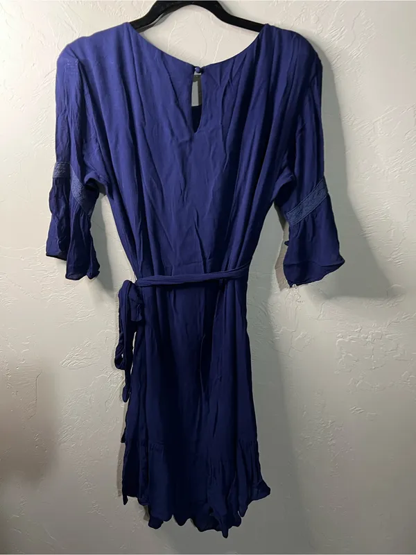 Rebecca Minkoff Wendy Navy Blue Faux Wrap Ruffle Hem Mini Dress - Image 8
