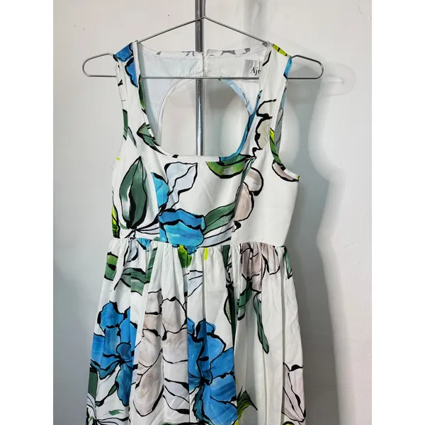 Aje Erika Dress White Blue Floral Excellent Cutout Back Midi Cotton - Image 3