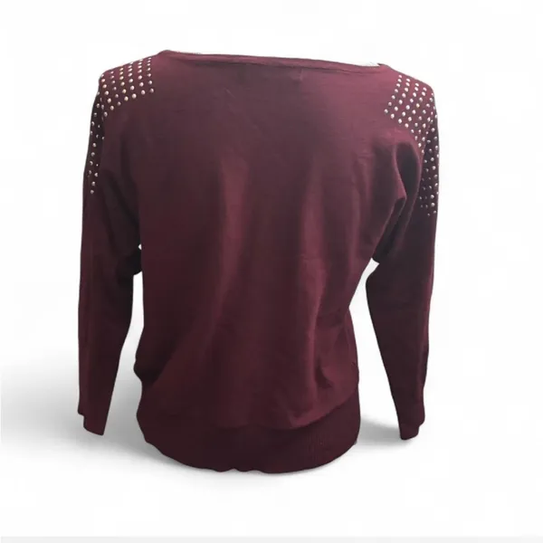 Cable & Gauge Burgundy Studded Sweater - Image 3