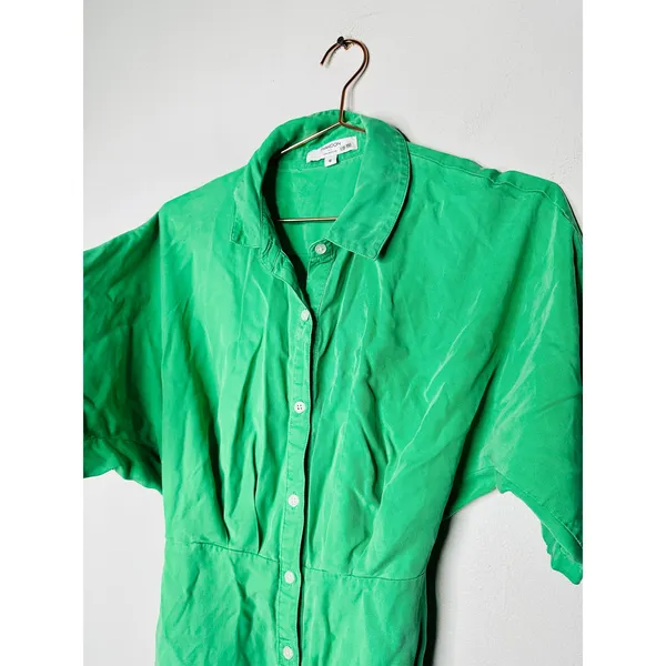 THAKOON COLLECTIVE Green Twill Short Sleeve Shirt Button Front Mini Dress Size 6 - Image 7