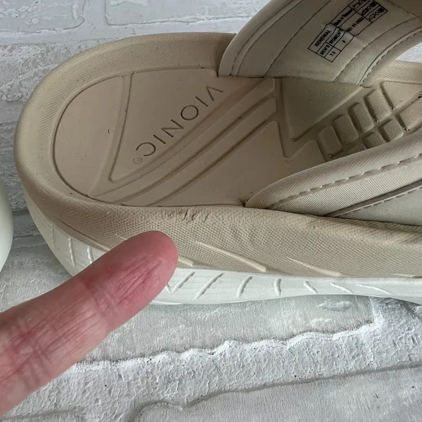 Vionic Renewal Recovery Slides Sandals Womens 9 Men 7.5 Beige 2-Strap Hook Loop - Image 12