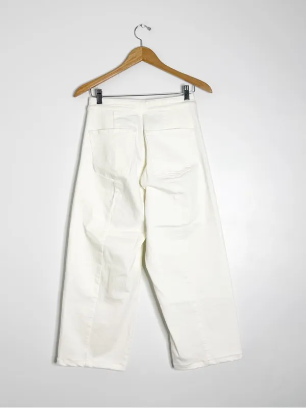 Madewell Curvy Emmett Wide Leg Jeans White Size 27 Crop Raw Hem - Image 2