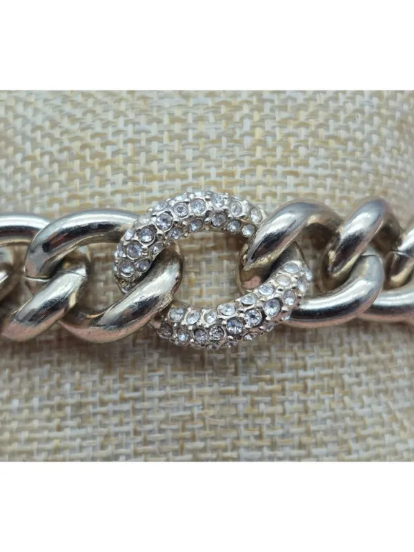 Victoria’s Secret Pave Set Crystal Chunky Gold Curb Chain Toggle Bracelet - Image 3