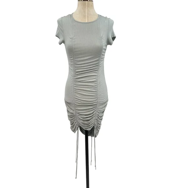 Urban Outfitters‎ Lioness Eyes For You Ruched Mini Dress Short Sleeve Gray XS - Image 3