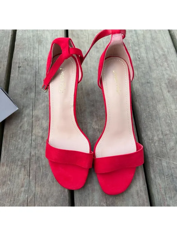 Dream Pairs Red Suede Open-Toe Strap Heels Size 8.5 US New In Box - Image 3