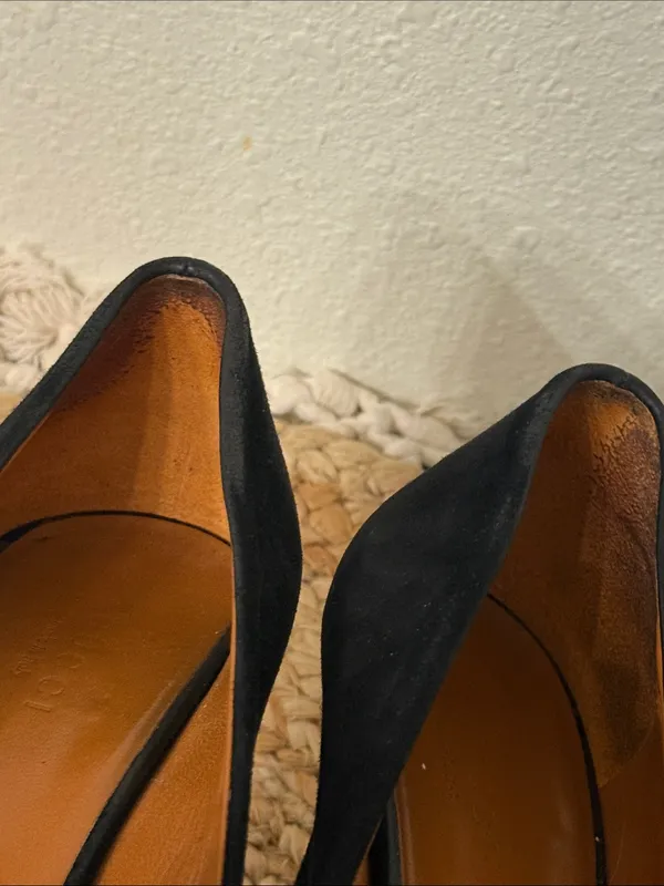 Gucci Black Suede‎ Peep Toe Platform Stiletto Pumps Heels Size 37 - Image 16
