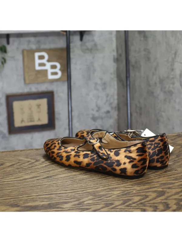 A New Day Mary Jane Ballet Flats with Buckle Strap Leopard Brown Multi 7.5M - Image 2