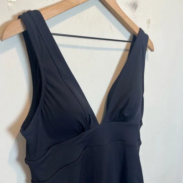 NWT QUINCE- Italian Plunge One-Piece Swimsuit Black Size XL - Image 3