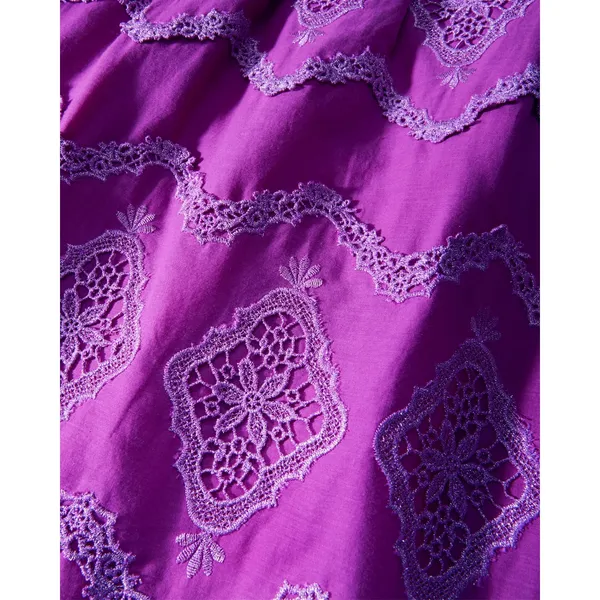 Boston Proper Metallic Lace Detail Off The Shoulder Shift Dress Women’s M Purple - Image 4