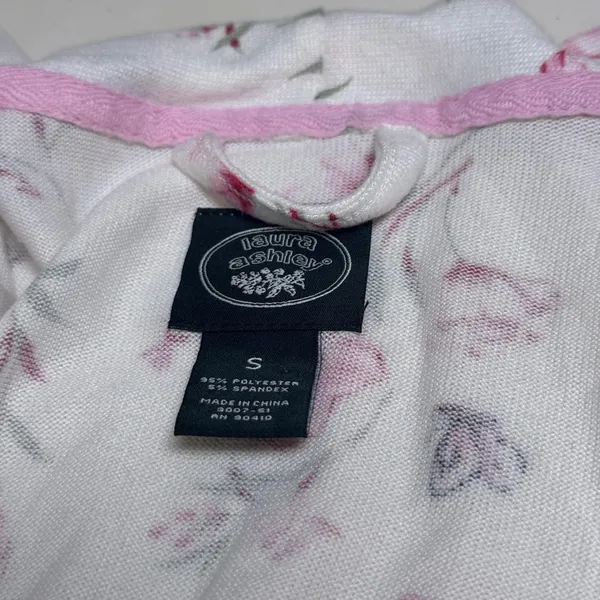 Laura Ashley Womens Pink‎ Floral Butterfly Print Robe White Small 3007-S1 - Image 4