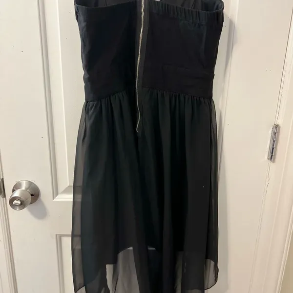 Windsor Black Strappy Dress Size 11 High Low Chiffon Skirt Party Dress - Image 5