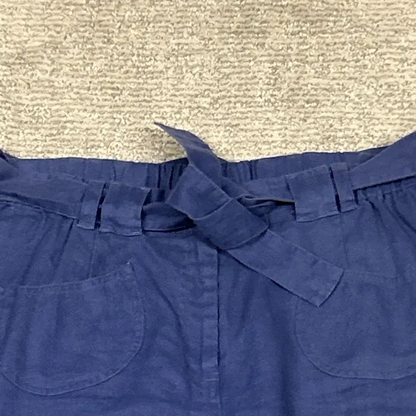 J Jill Pants Womens 12 Tall Linen Wide Leg Stretch Waist Casual Blue Belted - Image 4