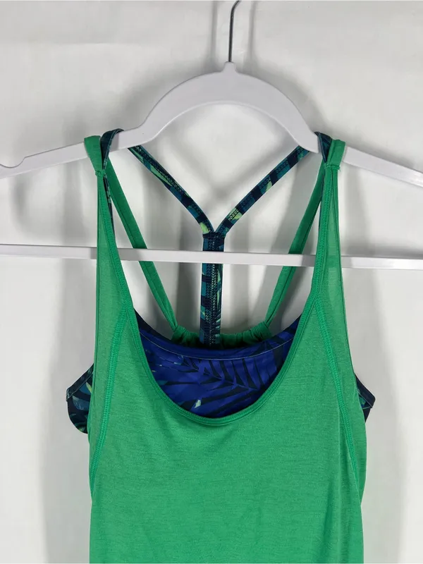 C9 by Champion Green Layered Tank with Blue‎ Strappy Sports Bra - Image 2