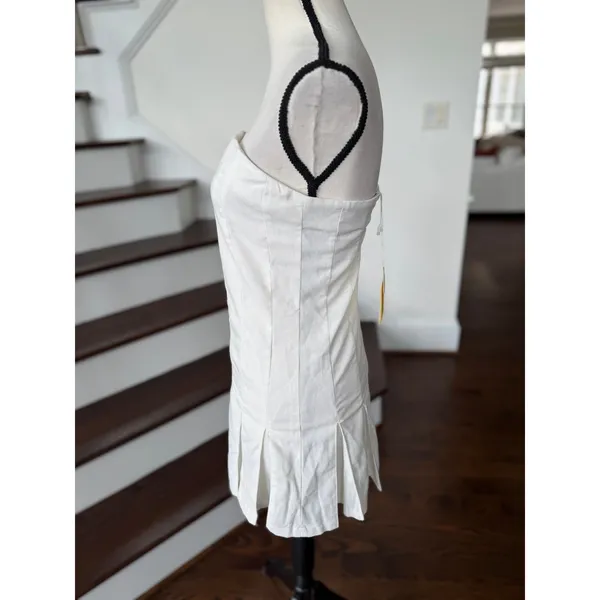 NWT Peppermayo Saving Hearts White Strapless Corset Pleat Hem Mini Tennis Dress - Image 3