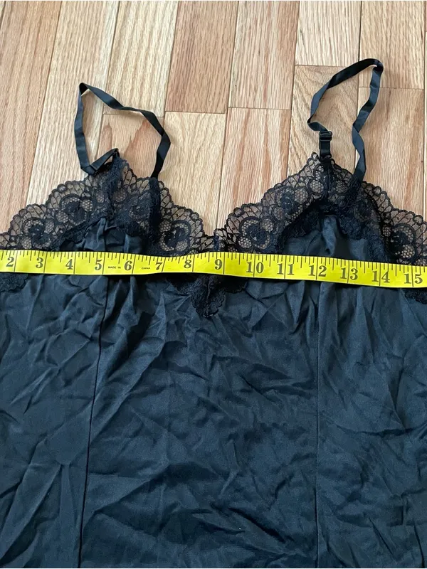 Vintage Black Lace Cami Top Womens Large Romantic 90s Lingerie - Image 5