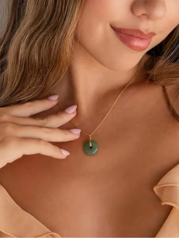 Green Jade Spiral Pendant Necklace - Women Jewelry - Image 8