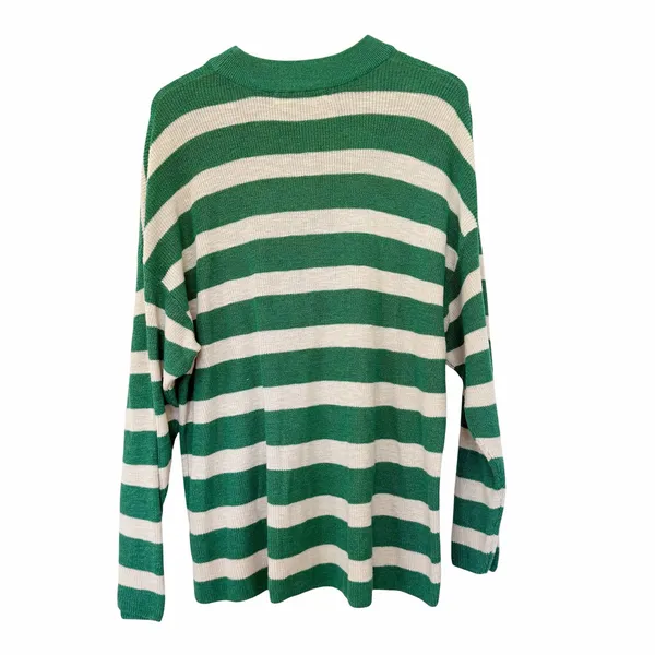 Free People Beach Malibu Surf Green Striped Sweater Sz M - Image 5