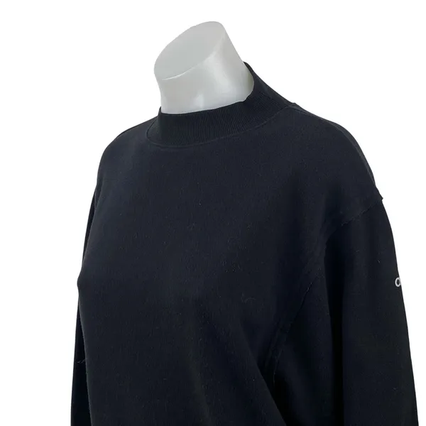 Alo Yoga Hazy Black Fleece Mock Neck Long Sleeve Sweater Sweatshirt Top Size XS - Image 3