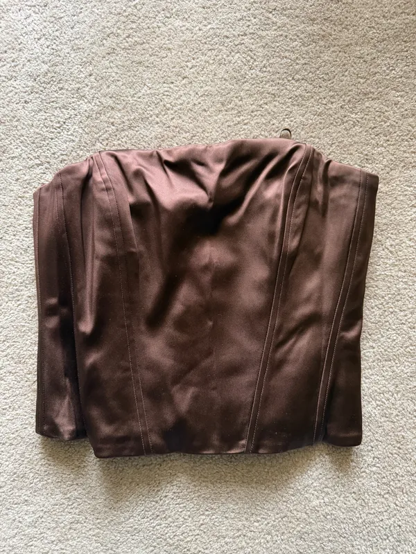 Castle Satin Aritzia Bustier Brown - Image 3