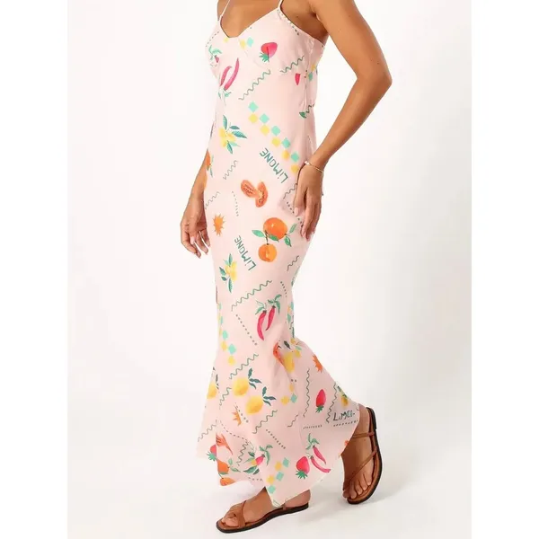 Petal&Pup Pink Fruit Print Frutti Tutti Maxi Slip Dress Sz.XL - Image 2