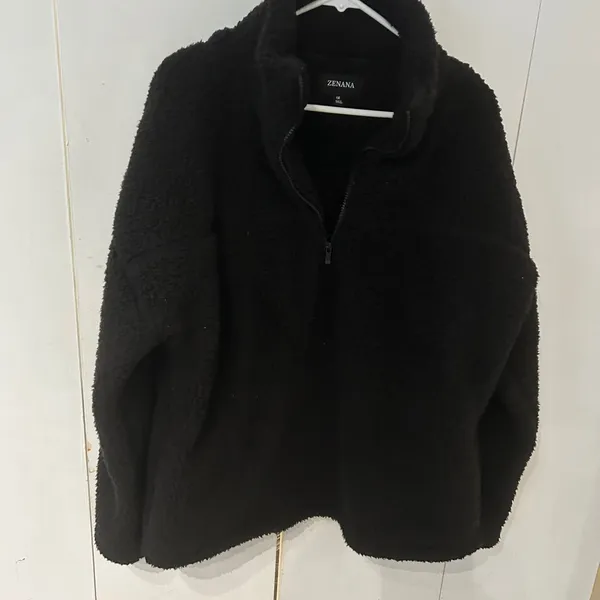 Zenana Black Fleece Pullover Quarter Zip - Image 3