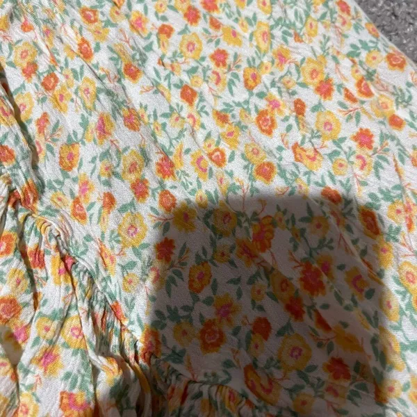 BillaBong Yellow‎ Floral Print Short Sleeve Mini Wrap Dress size S - Image 9