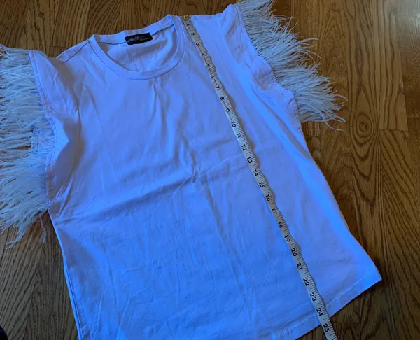 Frenchie Feather Trim cotton tee light blue size M Size M - Image 8