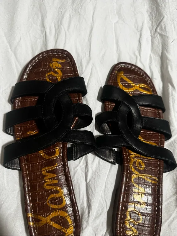 Sam Edelman Bryna Black Leather Strappy Slide Sandals for Women - Image 2