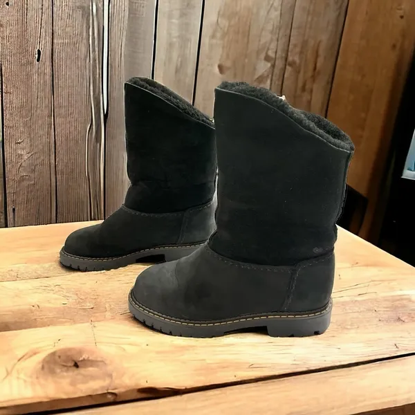 Sorel Suede Shearling Foldover Tall Black Boots Black Size 7M - Image 3