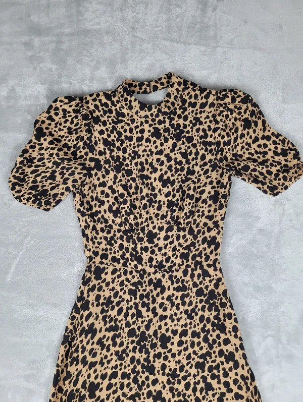 Reformation Dusk Dress Midi Animal Print Size 0 Open Back - Image 4