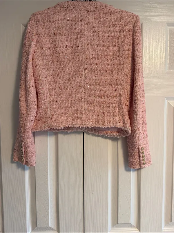 Generation Love Pink Tweed Blazer Size Small | Gold Chain Details - Image 6