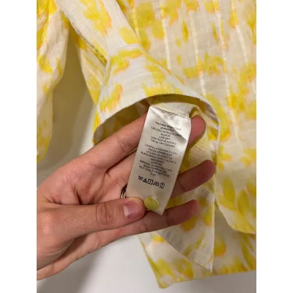 Maeve‎ Anthropologie Yellow Off-The Shoulder Ruffled Swing Puff Blouse Large - Image 9