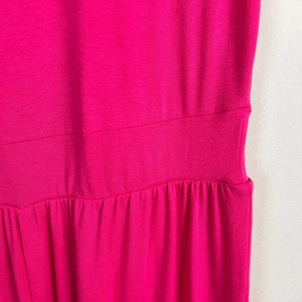 Pretty Garden Jumpsuit Womens Medium Bright Pink Wide Leg Pleated Sleeveless NEW - Image 4