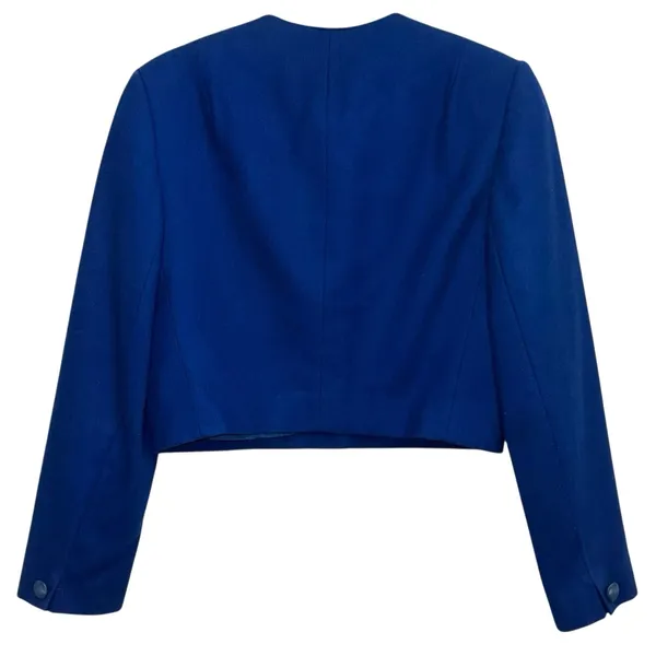 Pendleton Vintage‎ Royal Blue Cropped Virgin Wool Button Front Jacket Petite - Image 2
