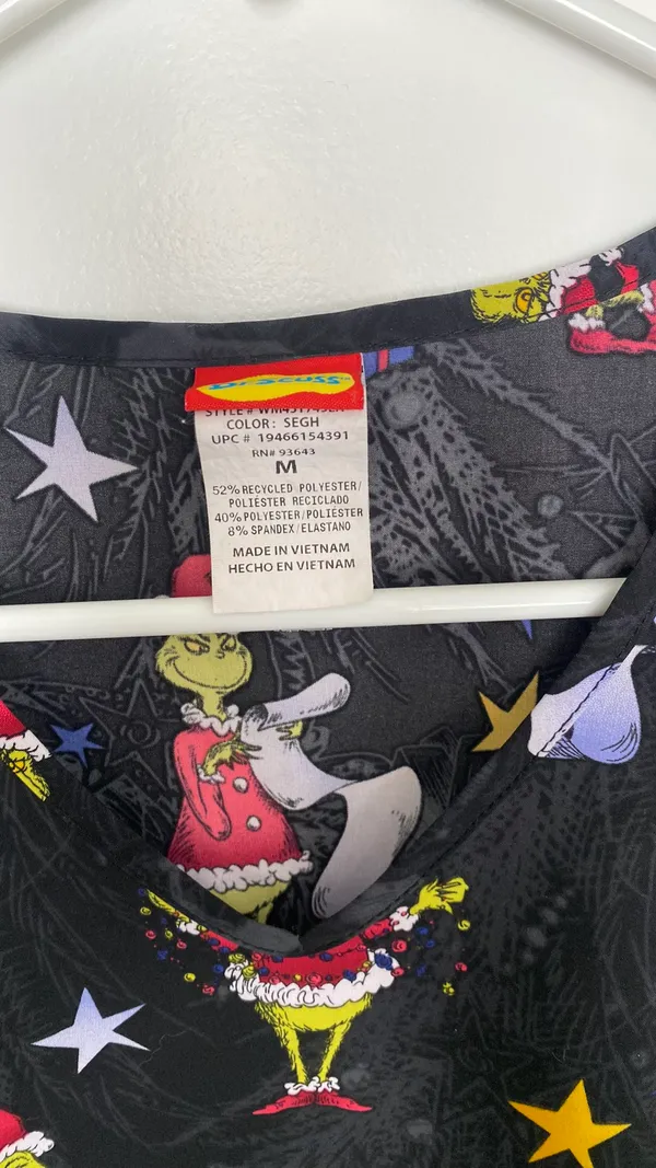 Dr. Seuss Grinch Scrub Top - Image 2