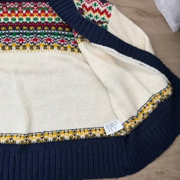 American Eagle Blue and White Holiday Cardigan - Image 7