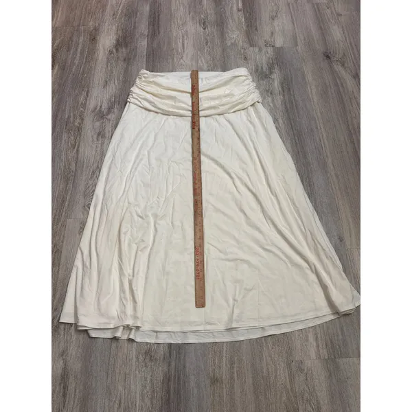 Abercrombie & Fitch Fold over Ruched Waist Maxi Skirt Cream White XL Petite NEW - Image 6