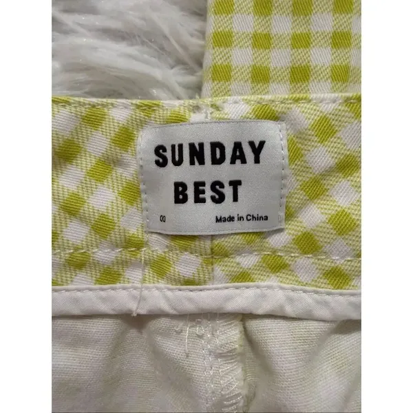 Aritzia Sunday Best Jaden Pant in Neon Green White Gingham Size 00 - Image 6