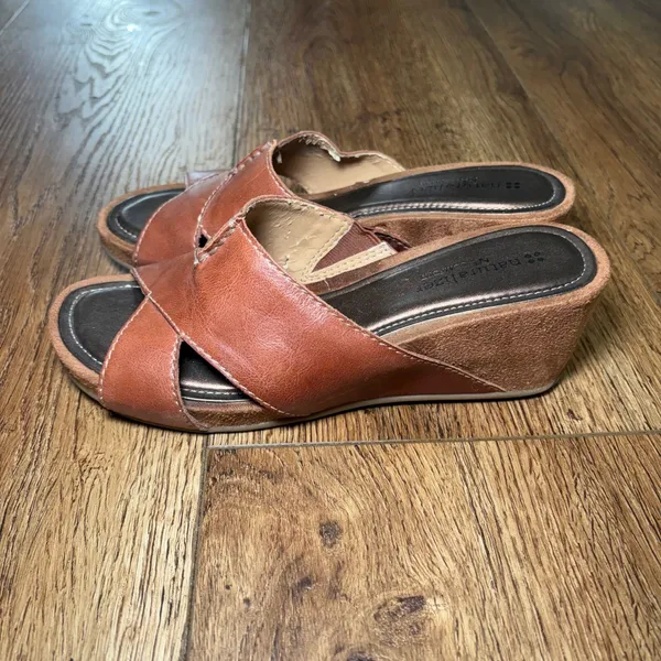Naturalizer N5 Comfort Brown Leather Crisscross Wedge Sandals Womens 7.5 M -READ - Image 8