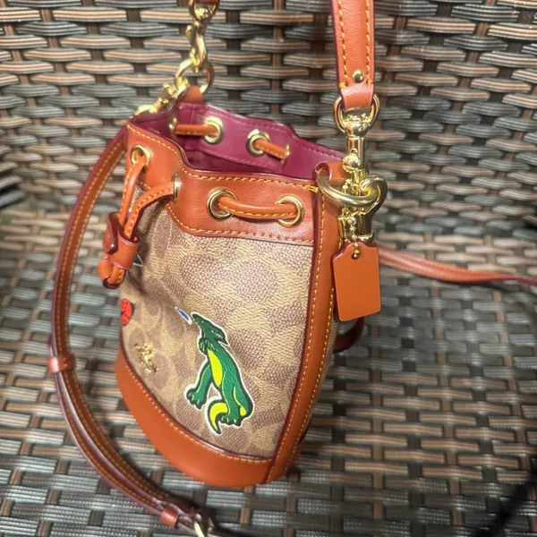 Coach Mini Bucket Bag In Signature Canvas With Sticker Print CW300 - Image 2