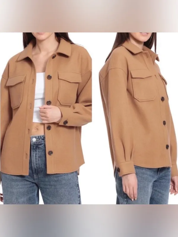 Avec Les Filles‎ Camel Brown Shacket Boyfriend Style size Large - Image 2
