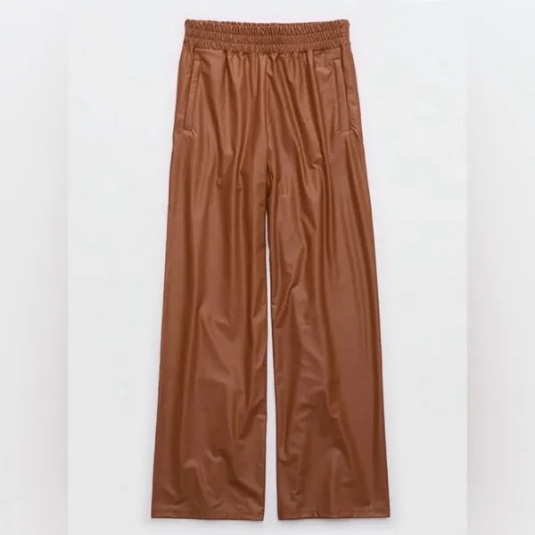 NWT OFFLINE By AERIE Real Luxe Faux Vegan Leather Wide Leg Pants Size L - Image 13