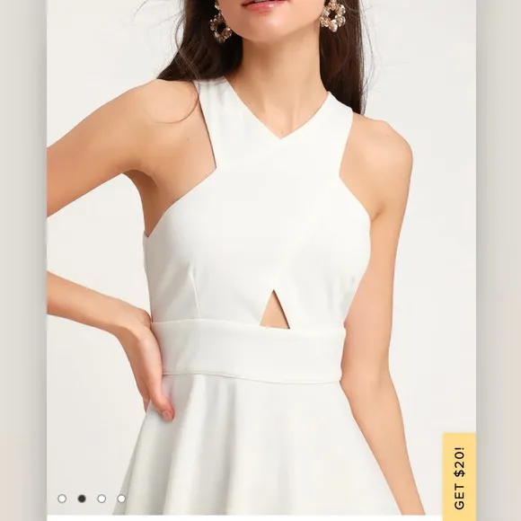 Lulus So Sophisticated White Cutout‎ Skater Dress MEDIUM - Image 2