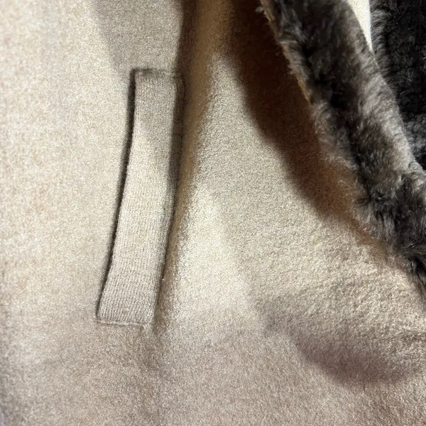 Lord & Taylor 100% Merino Wool Cardigan Coat w/ Fur Collar - Size S petite - Image 4