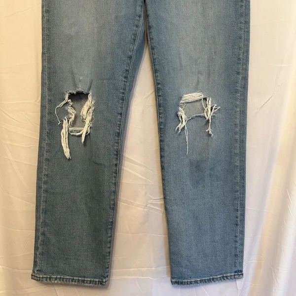 Madewell‎ Womens Size 27 Perfect Vintage Straight Jeans Distressed Light Wash - Image 4