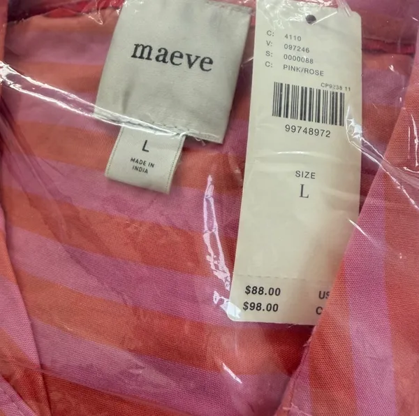 NWT Anthropologie Maeve Monogrammed M Button Down Crop Top Pink Size large - Image 3