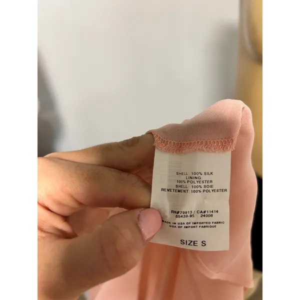 Y2K Mimi Maternity Silk Floral Midi Dress Peach V-Neck Ruffle Whimsy Fairy Small - Image 7